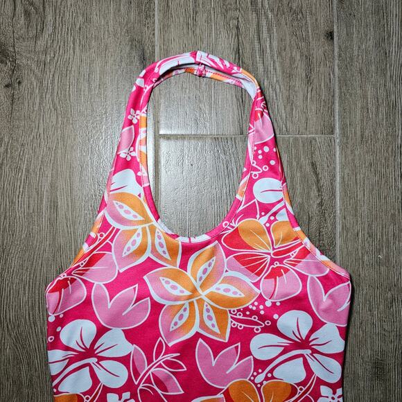 Shein Swimsuit Cover-up Pool Beach Dress Pink Orange Floral Midi Soft Stretchy - Picture 3 of 12